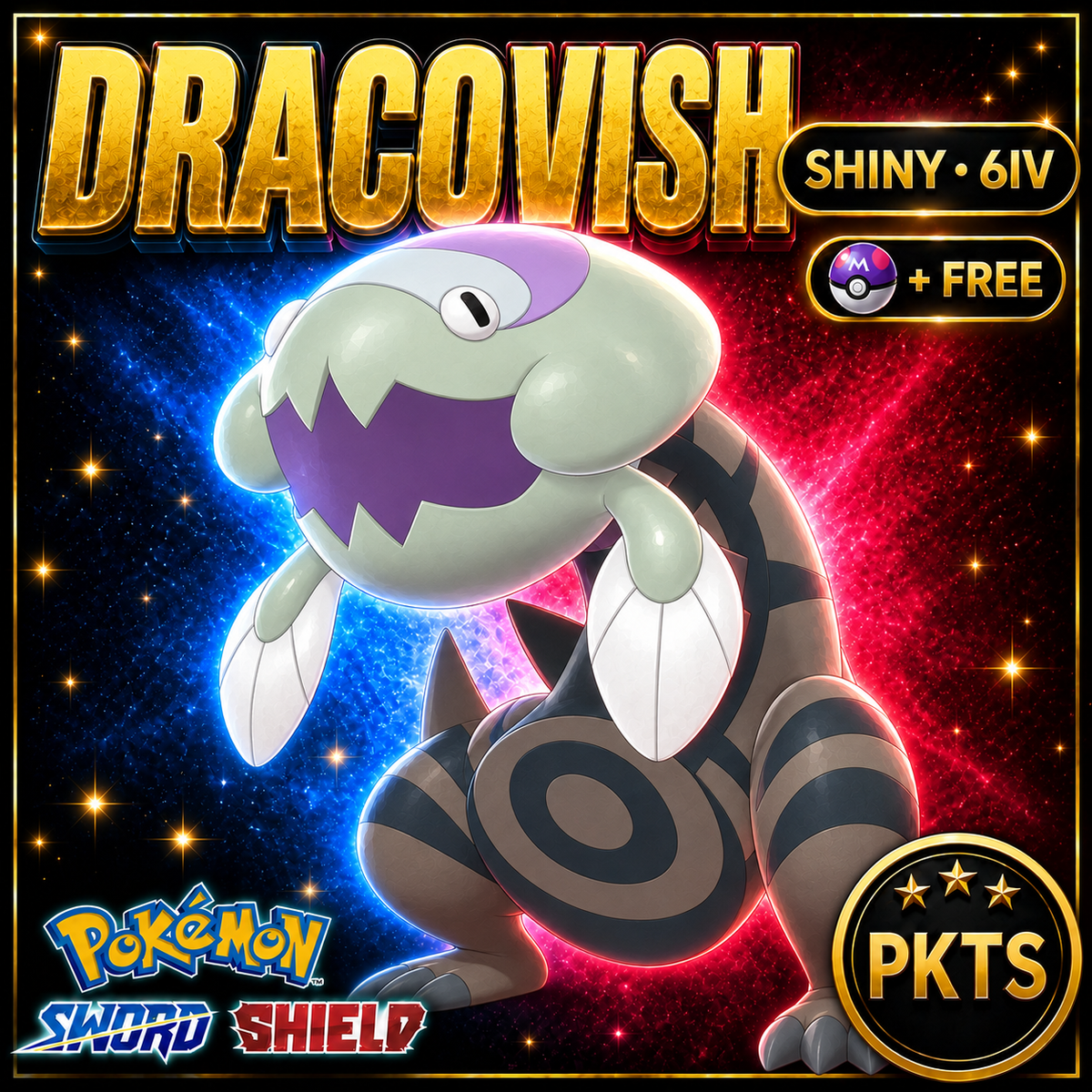 Shiny Dracovish Pokémon Sword Shield 6IV PKTS Image 1