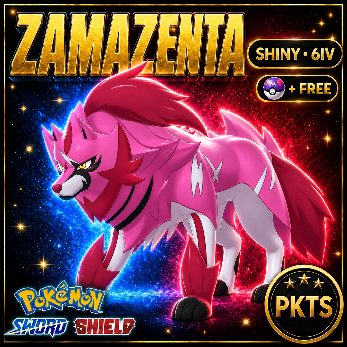 Shiny Zamazenta Pokémon Sword Shield 6IV PKTS Image 1