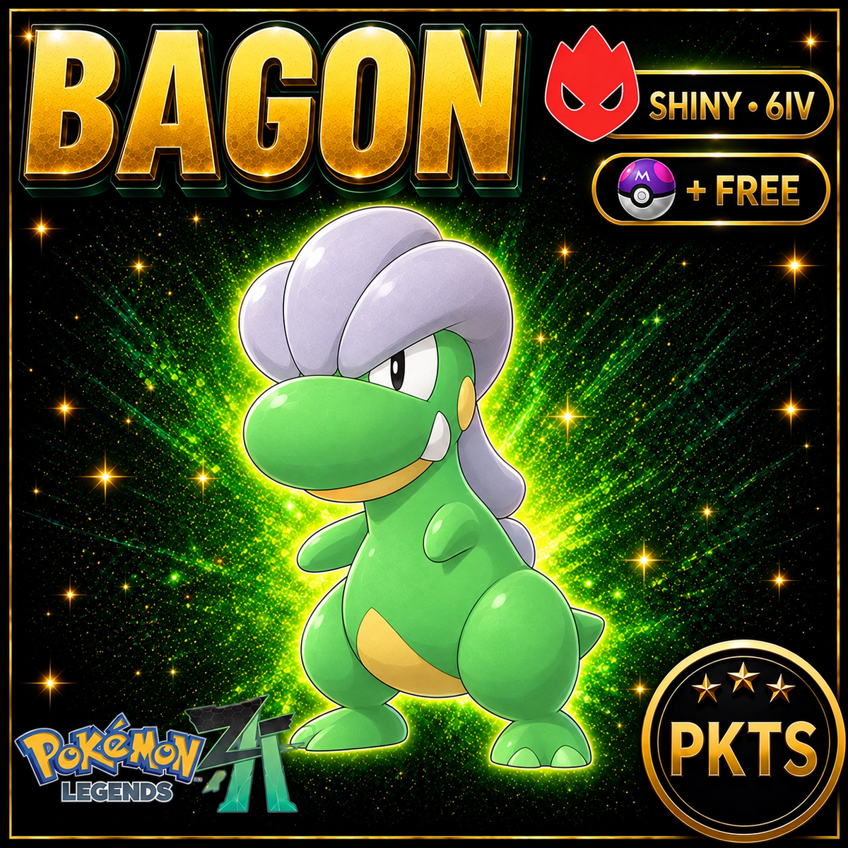 Pokemon Za Lvl 5 Adamant SHINY ALPHA 6IV Bagon Pokémon Legends ZA 6IV Competitive Battle Ready - Image 1