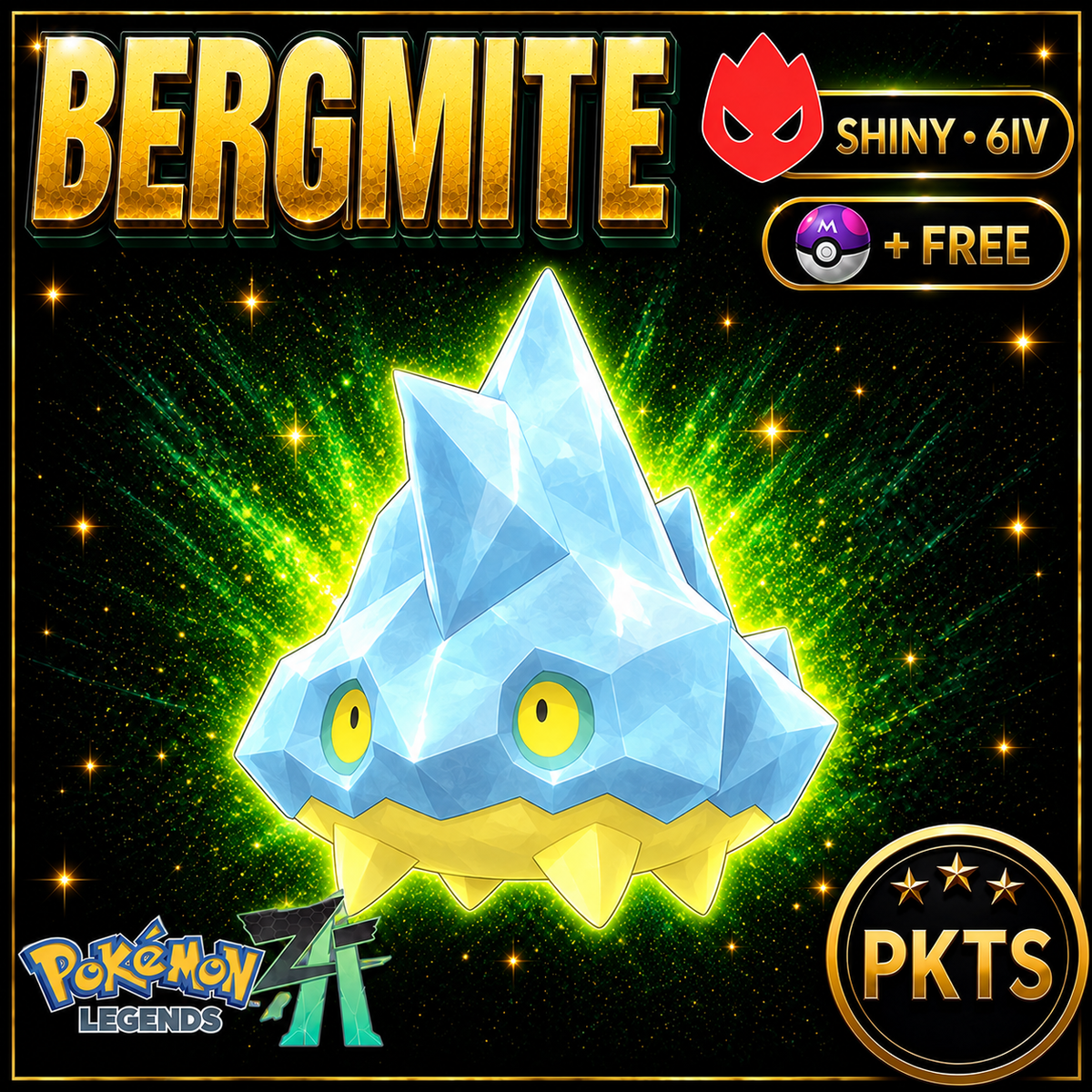 Shiny Alpha Bergmite Pokémon Legends ZA 6IV Competitive Battle Ready - Image 1