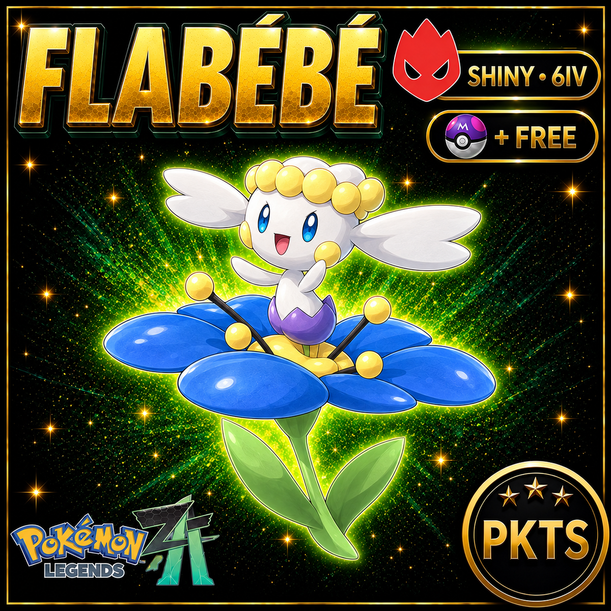 Shiny Alpha Blue Flabebe Pokémon Legends ZA 6IV Competitive Battle Ready - Image 1