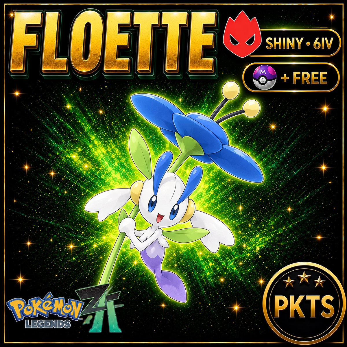 Shiny Alpha Blue Floette Pokémon Legends ZA 6IV Competitive Battle Ready - Image 1