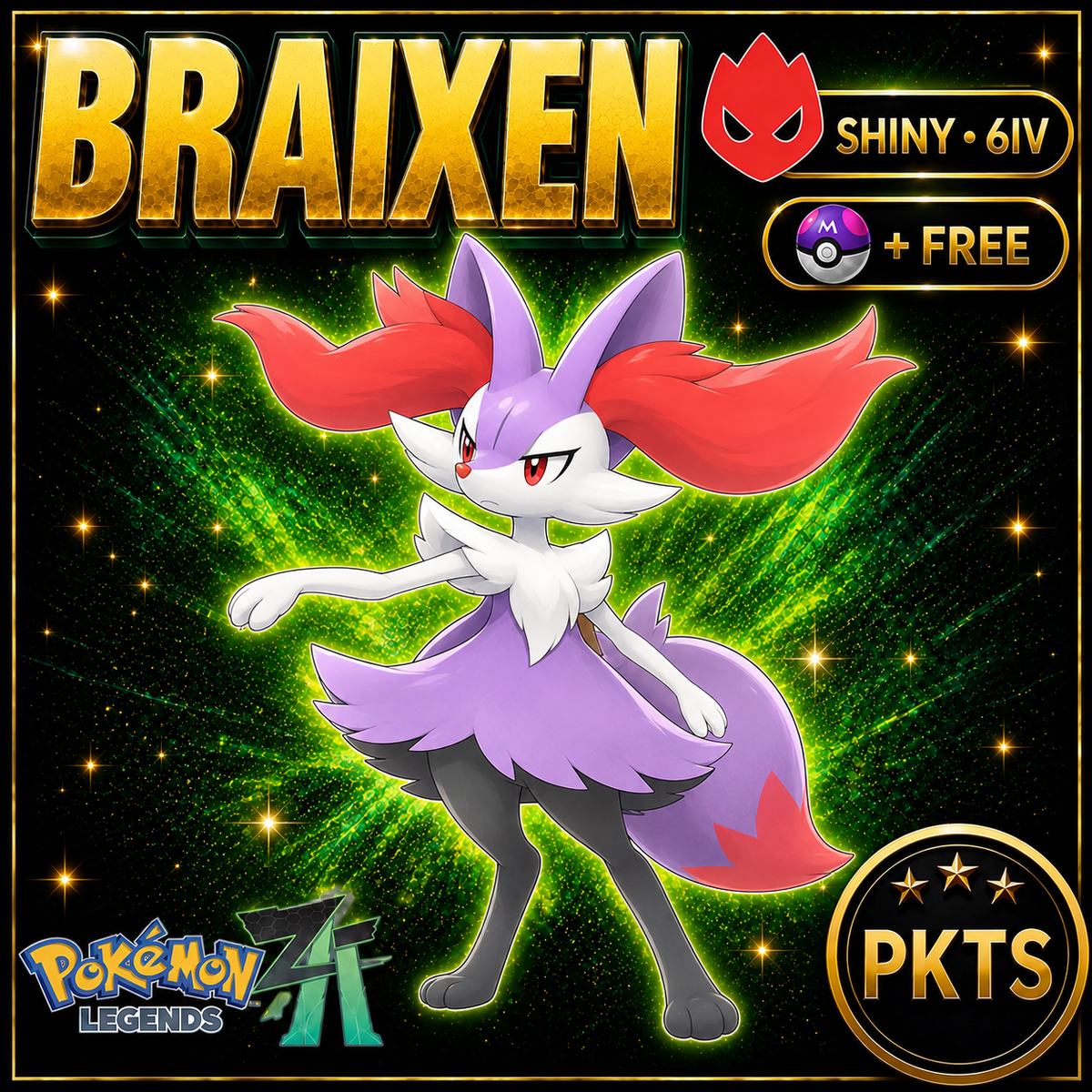 Shiny Alpha Braixen — Pokémon Legends Z-A — PKTS product image