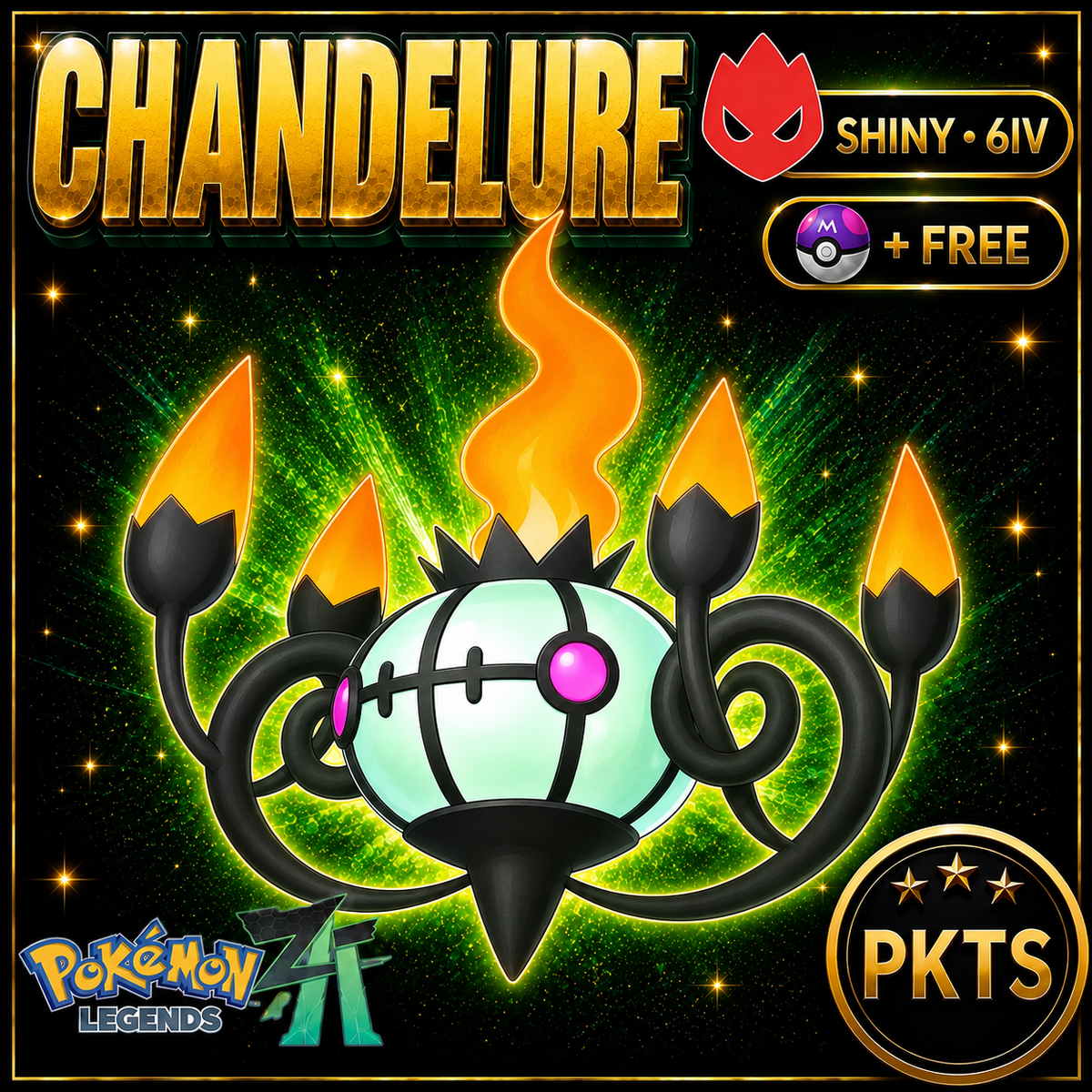 Shiny Alpha Chandelure — Pokémon Legends Z-A — PKTS product image