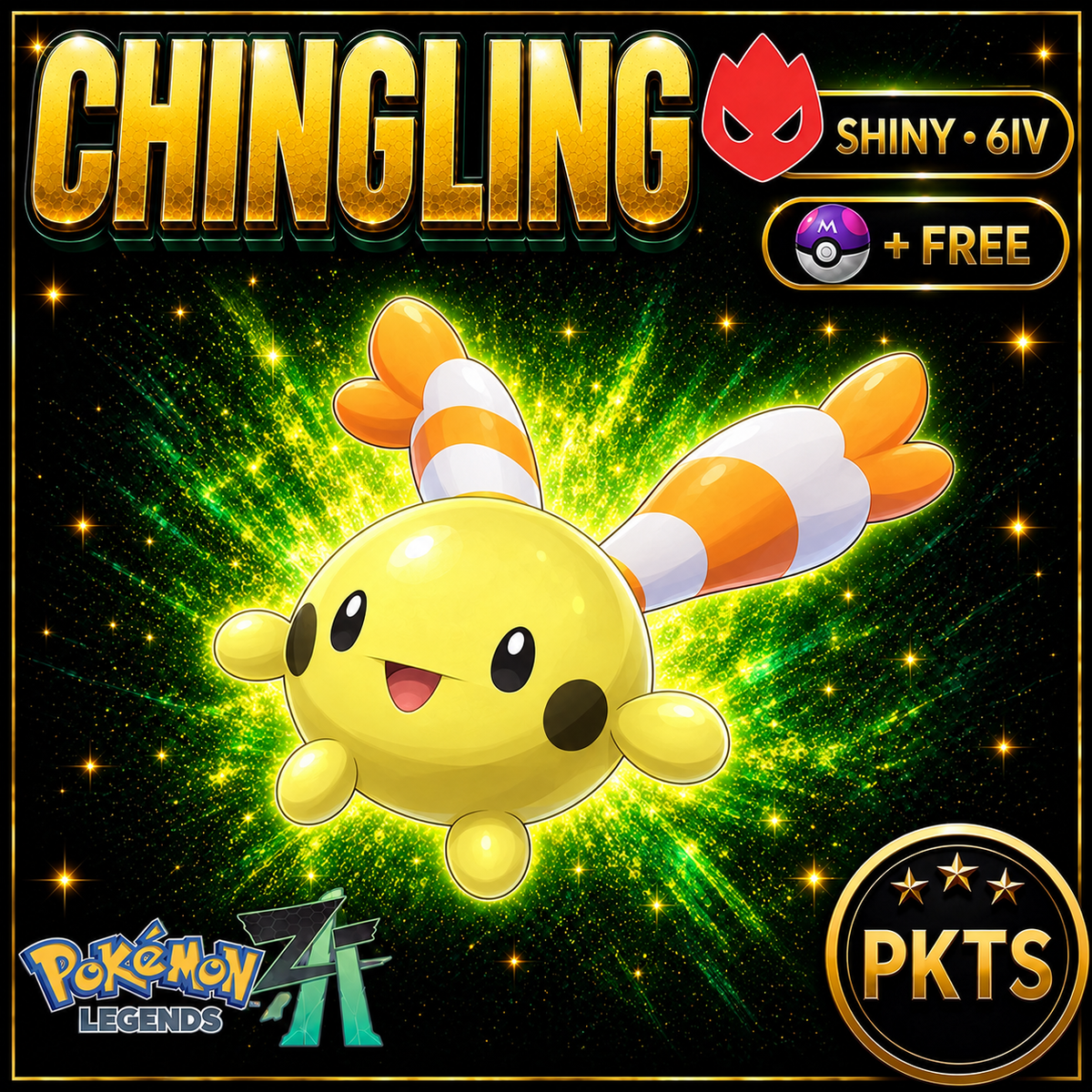 Shiny Alpha Chingling Pokémon Legends ZA 6IV Competitive Battle Ready - Image 1