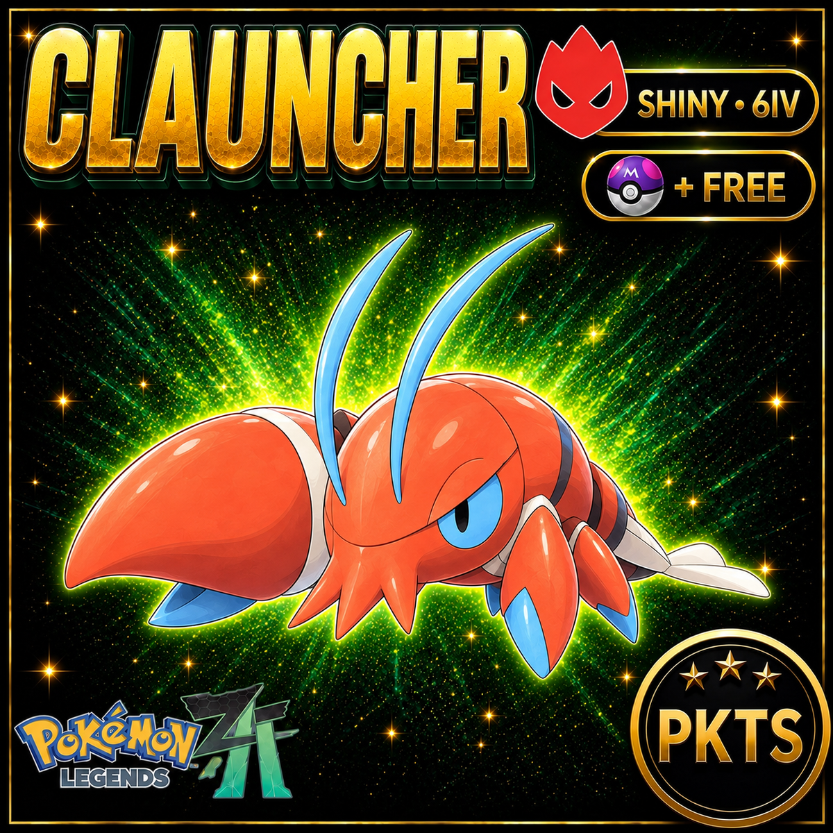 Shiny Alpha Clauncher Pokémon Legends ZA 6IV Competitive Battle Ready - Image 1