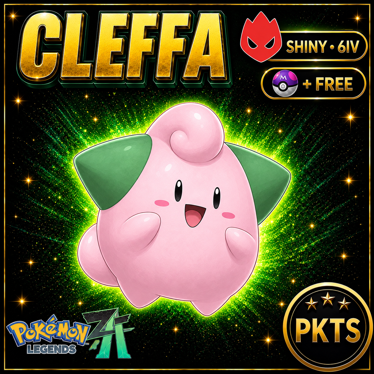Shiny Alpha Cleffa Pokémon Legends ZA 6IV Competitive Battle Ready - Image 1