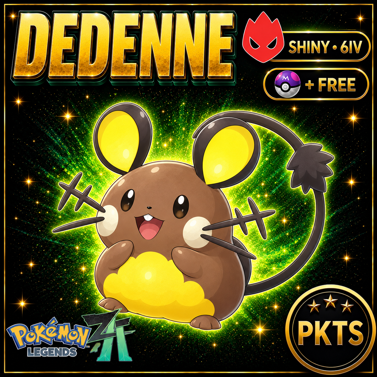 Shiny Alpha Dedenne — Pokémon Legends Z-A — PKTS product image