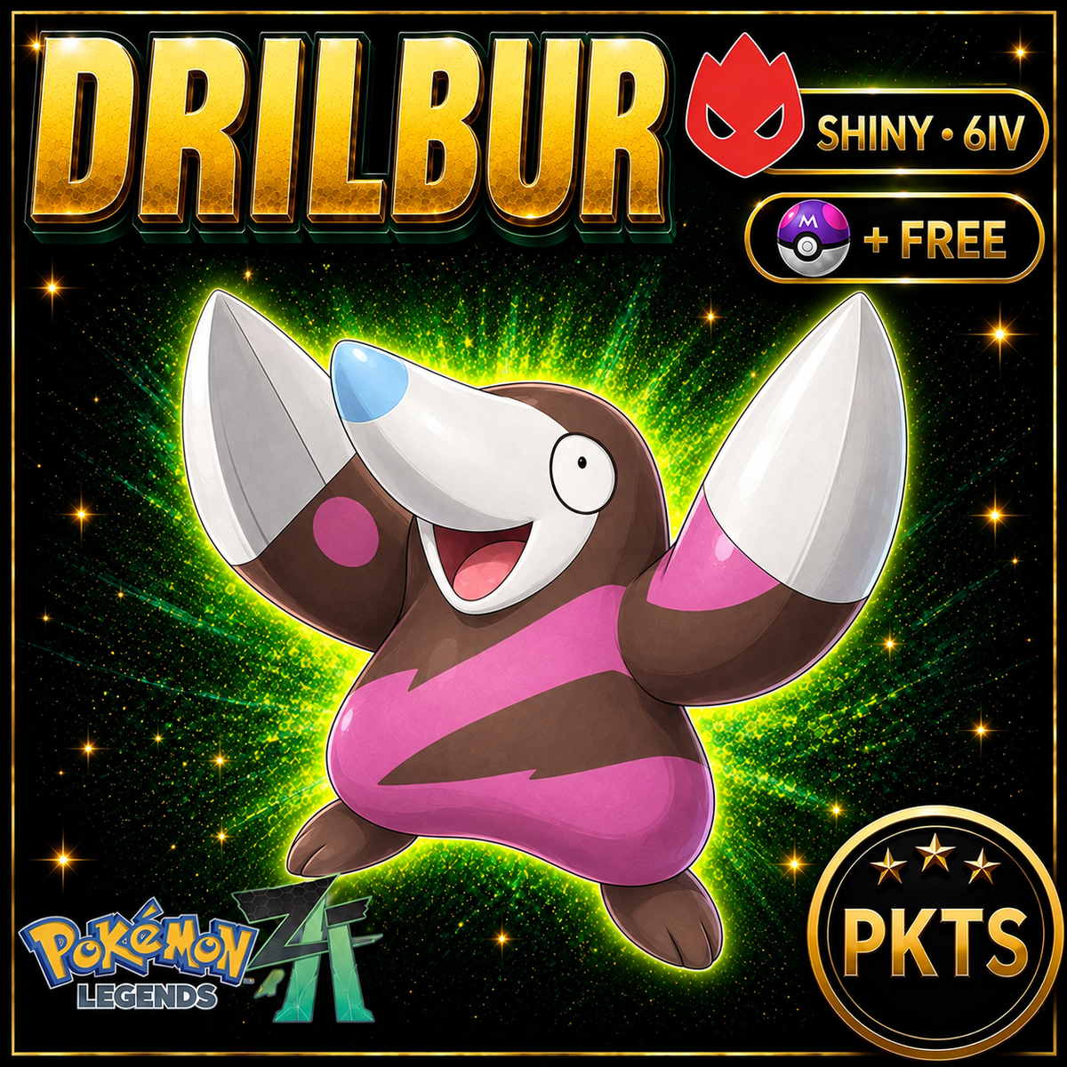 Shiny Alpha Drilbur Pokémon Legends ZA 6IV Competitive Battle Ready - Image 1