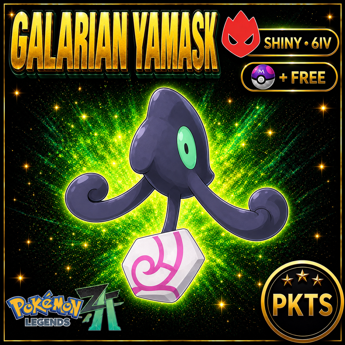 Shiny Alpha Galarian Yamask Pokémon Legends ZA 6IV Competitive Battle Ready - Image 1