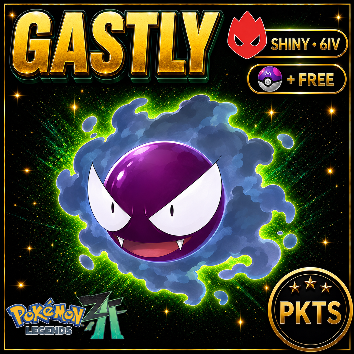 Shiny Alpha Gastly Pokémon Legends ZA 6IV Competitive Battle Ready - Image 1