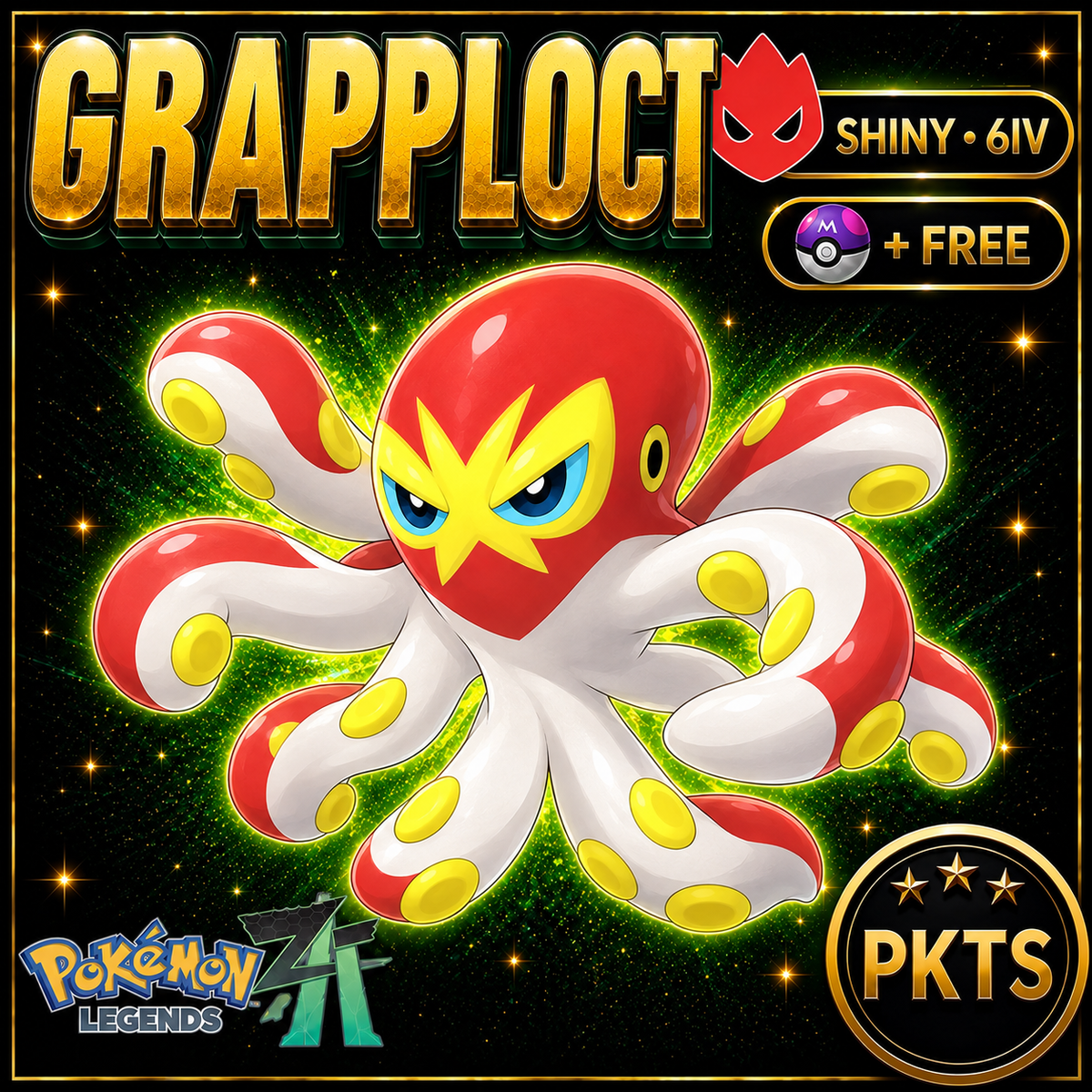Shiny Alpha Grapploct Pokémon Legends ZA 6IV Competitive Battle Ready - Image 1