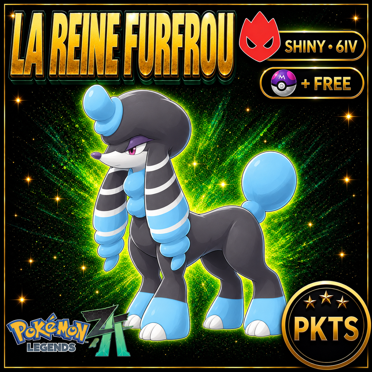 Shiny Alpha La Reine Furfrou Pokémon Legends ZA 6IV Competitive Battle Ready - Image 1