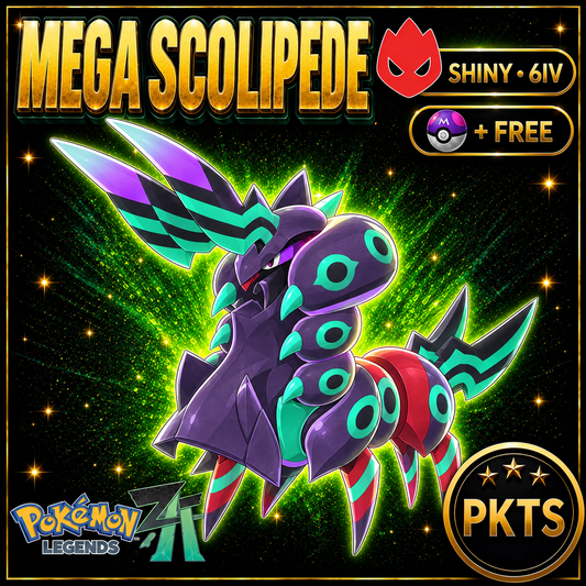 Shiny Alpha Mega Scolipede for Pokémon Legends ZA  Legend ZA Team 6IV Mega Evolution Battle Ready Custom Trade Pokédex - Image 1