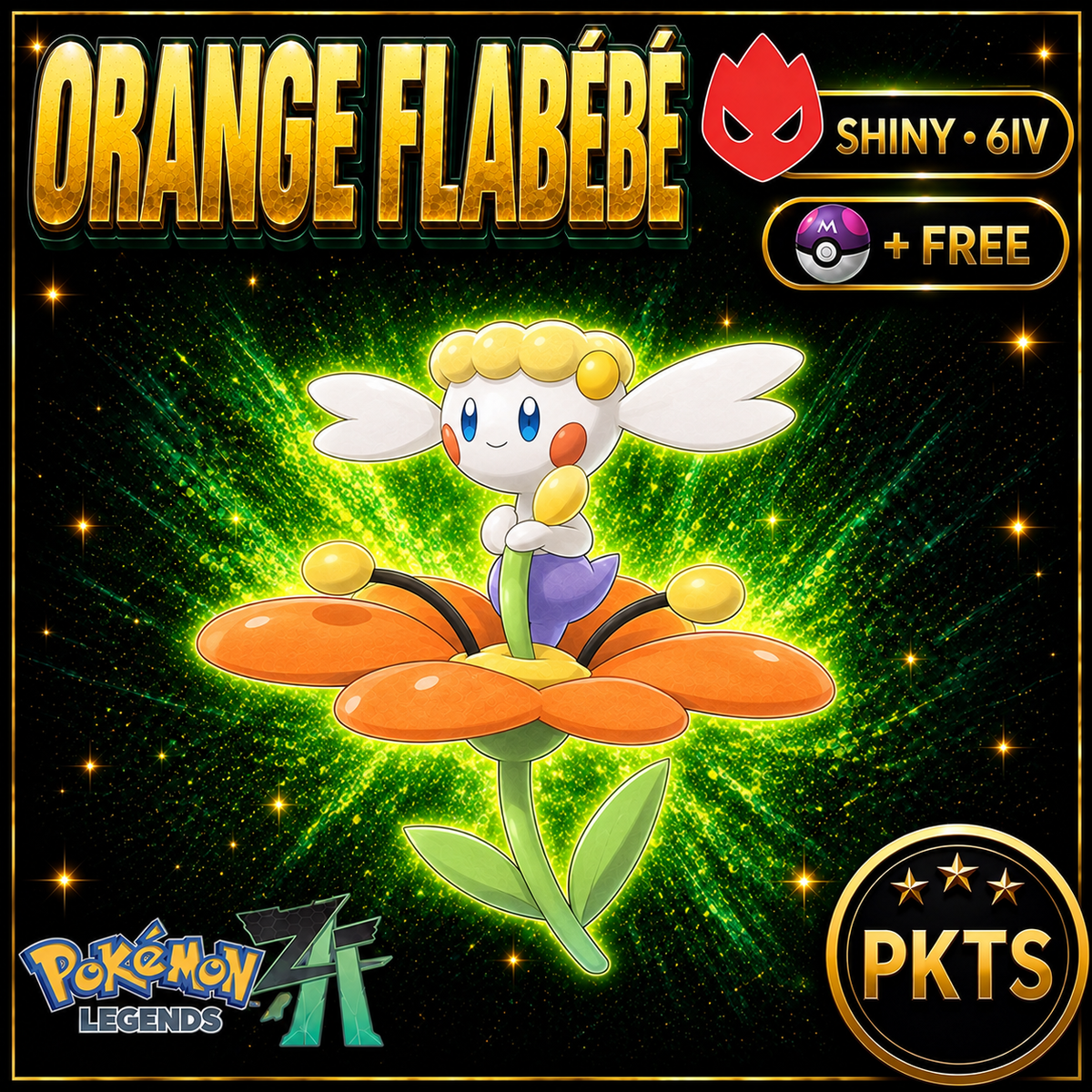 Shiny Alpha Orange Flabébé — Pokémon Legends Z-A — PKTS product image