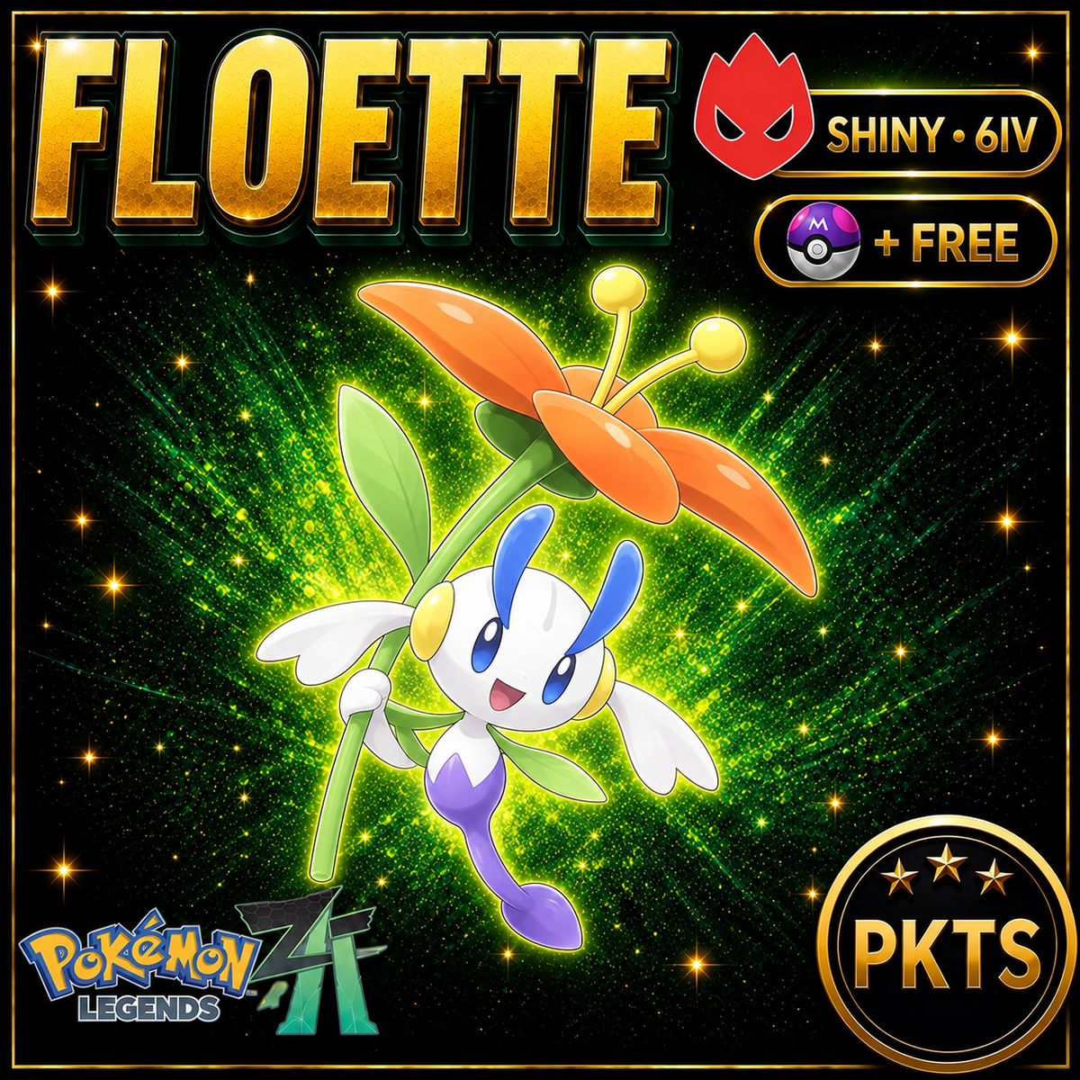 Shiny Alpha Orange Floette Pokémon Legends ZA 6IV Competitive Battle Ready - Image 1