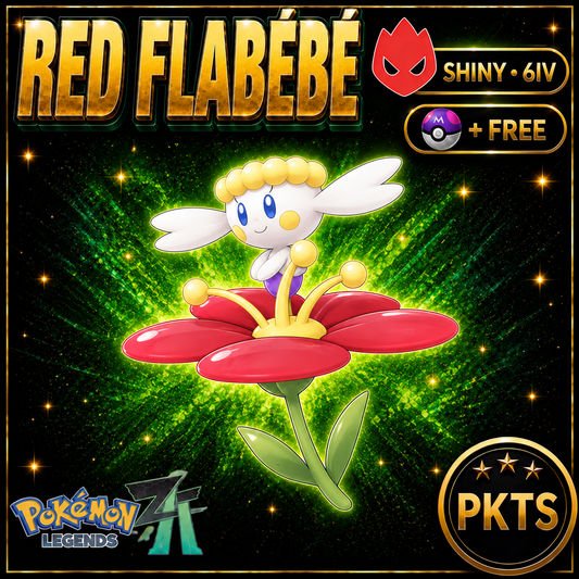 Shiny Alpha Red Flabebe Pokémon Legends ZA 6IV Competitive Battle Ready - Image 1