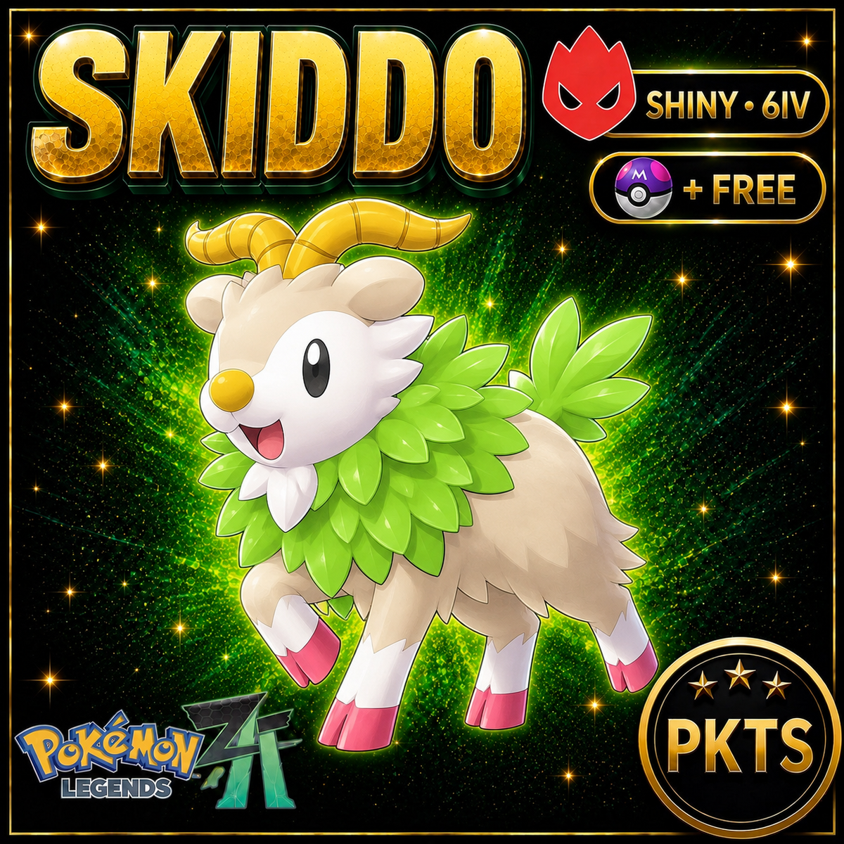 Shiny Alpha Skiddo Pokémon Legends ZA 6IV Competitive Battle Ready - Image 1