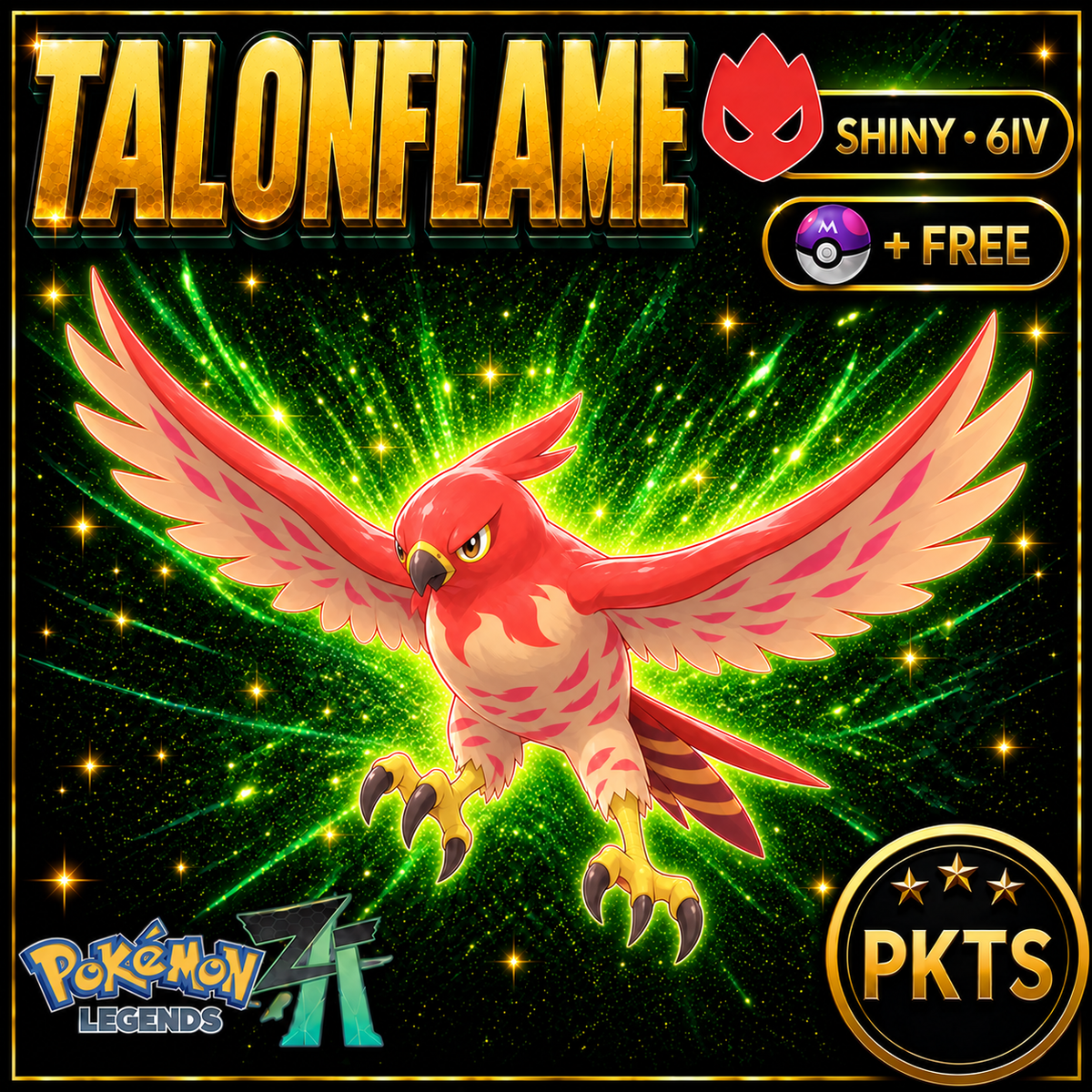 Shiny Alpha Talonflame Pokémon Legends ZA 6IV Competitive Battle Ready - Image 1