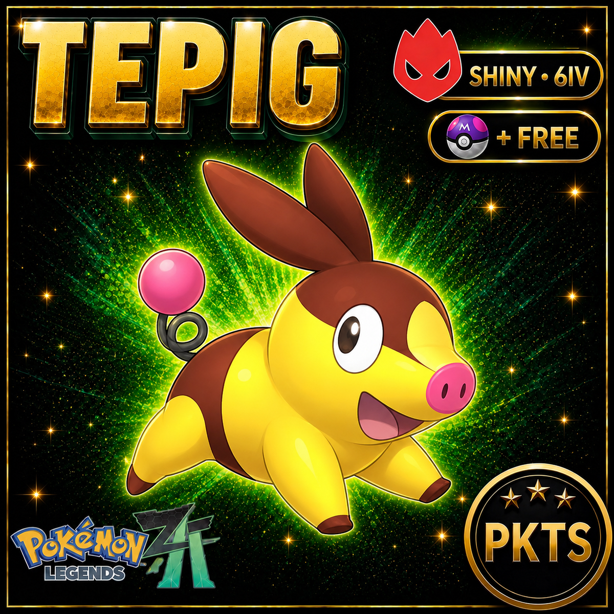 Shiny Alpha Tepig Pokémon Legends ZA 6IV Competitive Battle Ready - Image 1