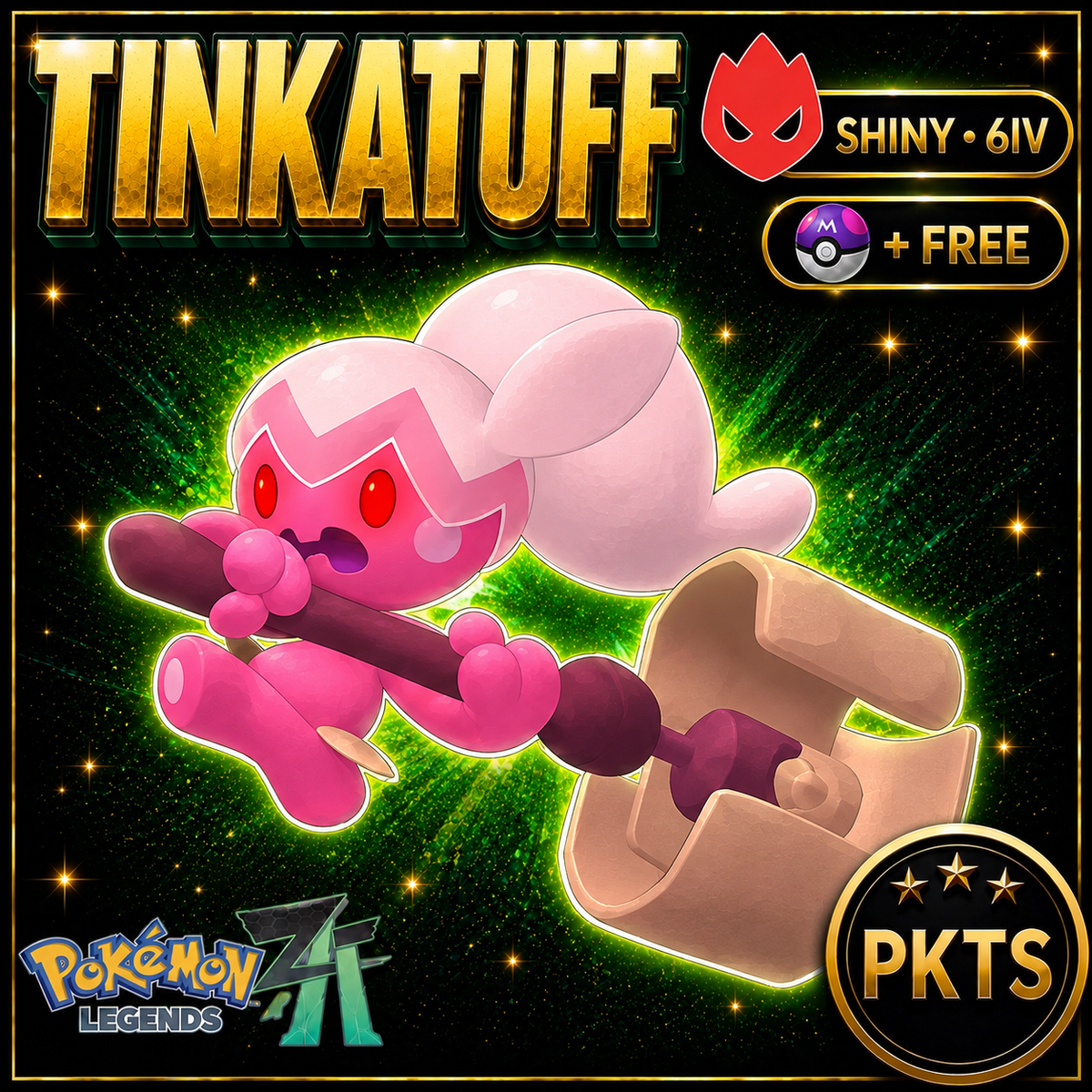 Shiny Alpha Tinkatuff Pokémon Legends ZA 6IV Competitive Battle Ready - Image 1