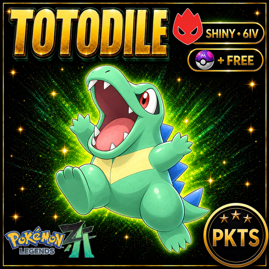 Shiny Alpha Totodile Pokémon Legends ZA 6IV Competitive Battle Ready - Image 1