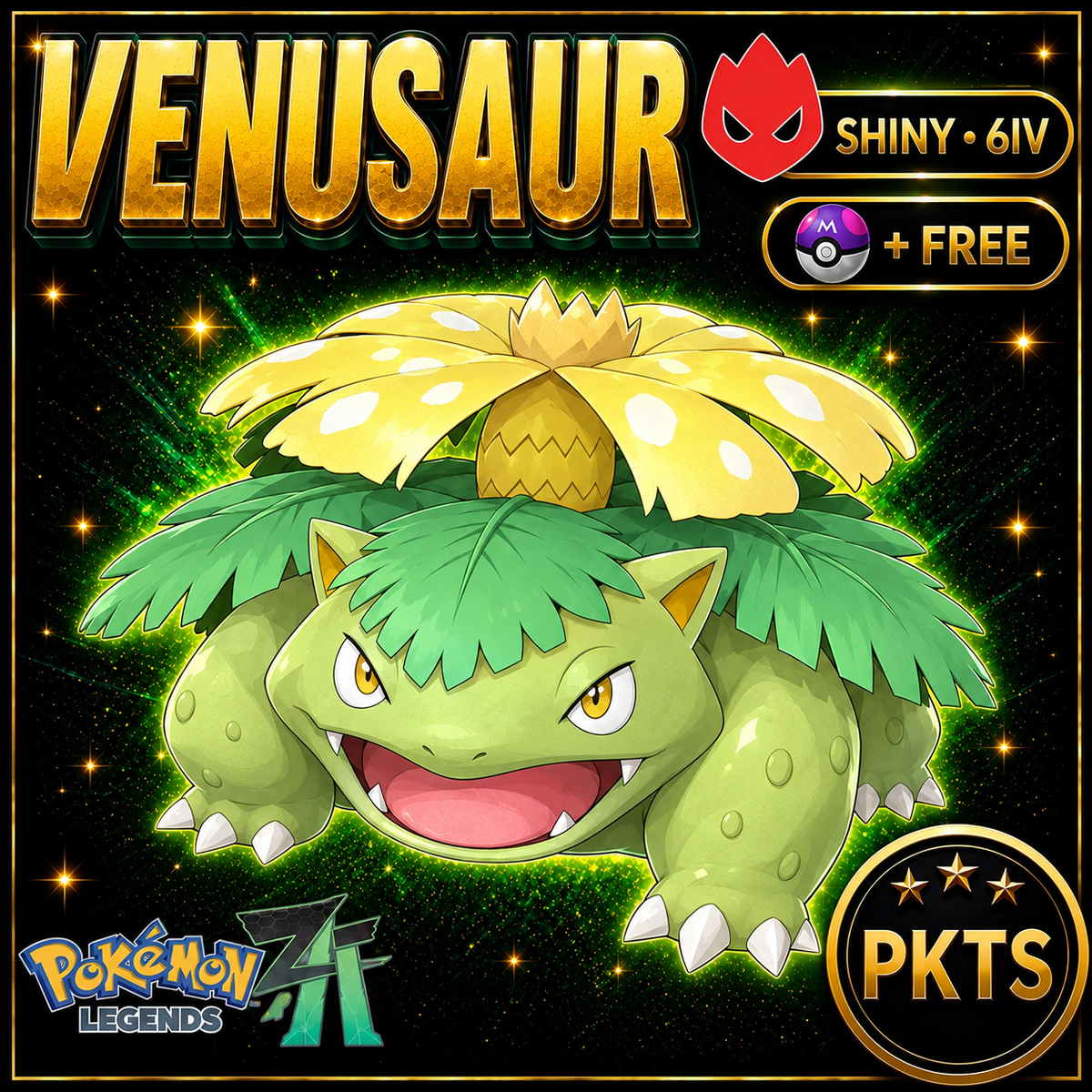 Shiny Alpha Venusaur Pokémon Legends ZA 6IV Competitive Battle Ready - Image 1