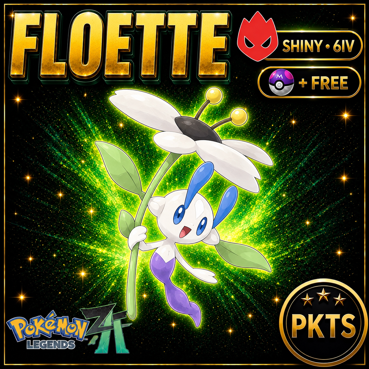 Shiny Alpha White Floette Pokémon Legends ZA 6IV Competitive Battle Ready - Image 1