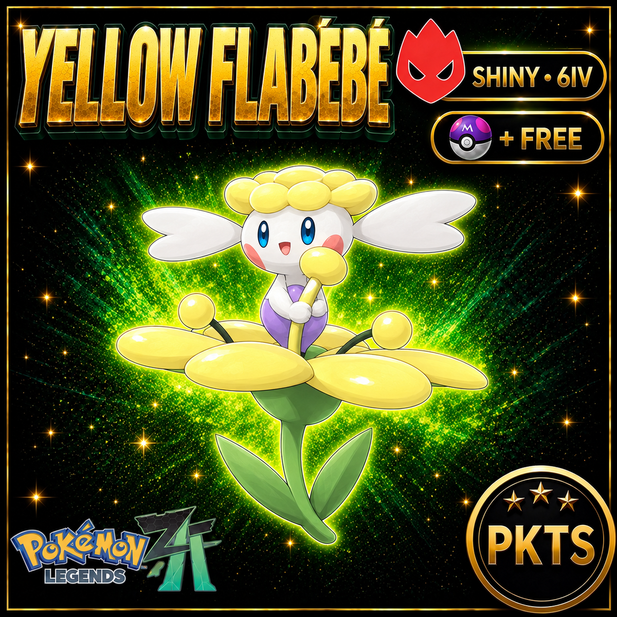 Shiny Alpha Yellow Flabébé — Pokémon Legends Z-A — PKTS product image