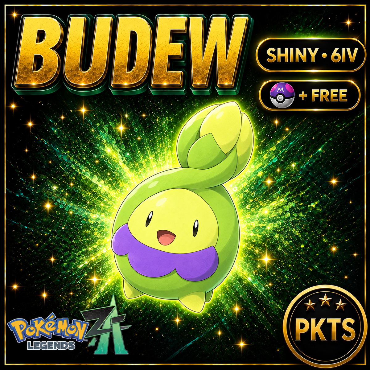 Shiny BUDEW Pokémon Legends ZA 6IV Competitive Battle Ready - Image 1