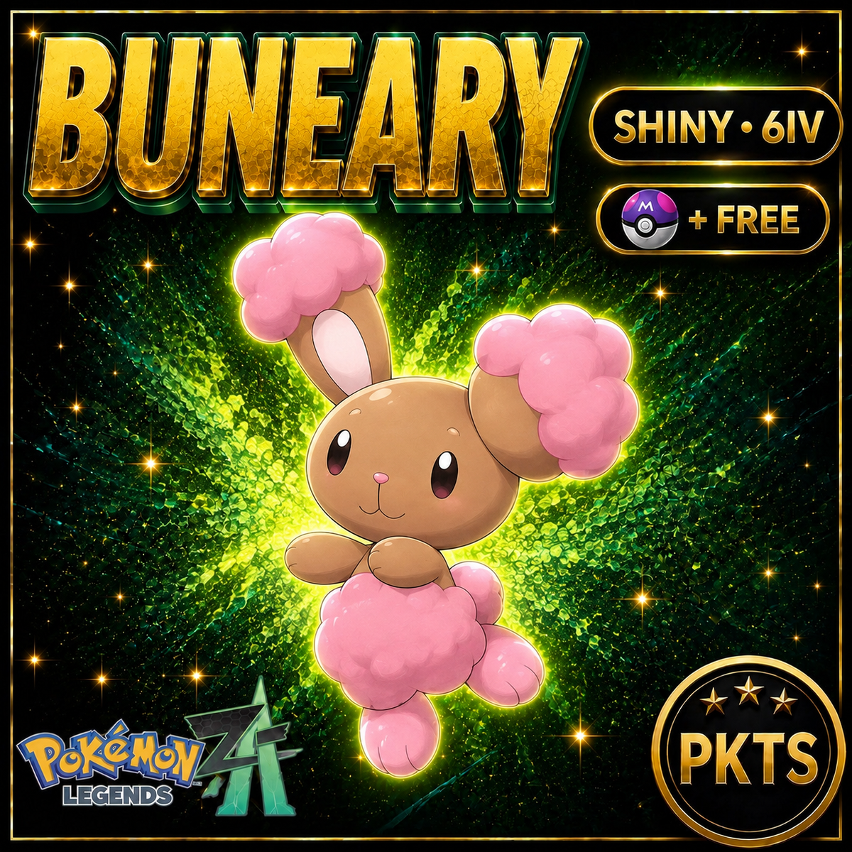 Shiny BUNEARY Pokémon Legends ZA 6IV Competitive Battle Ready - Image 1