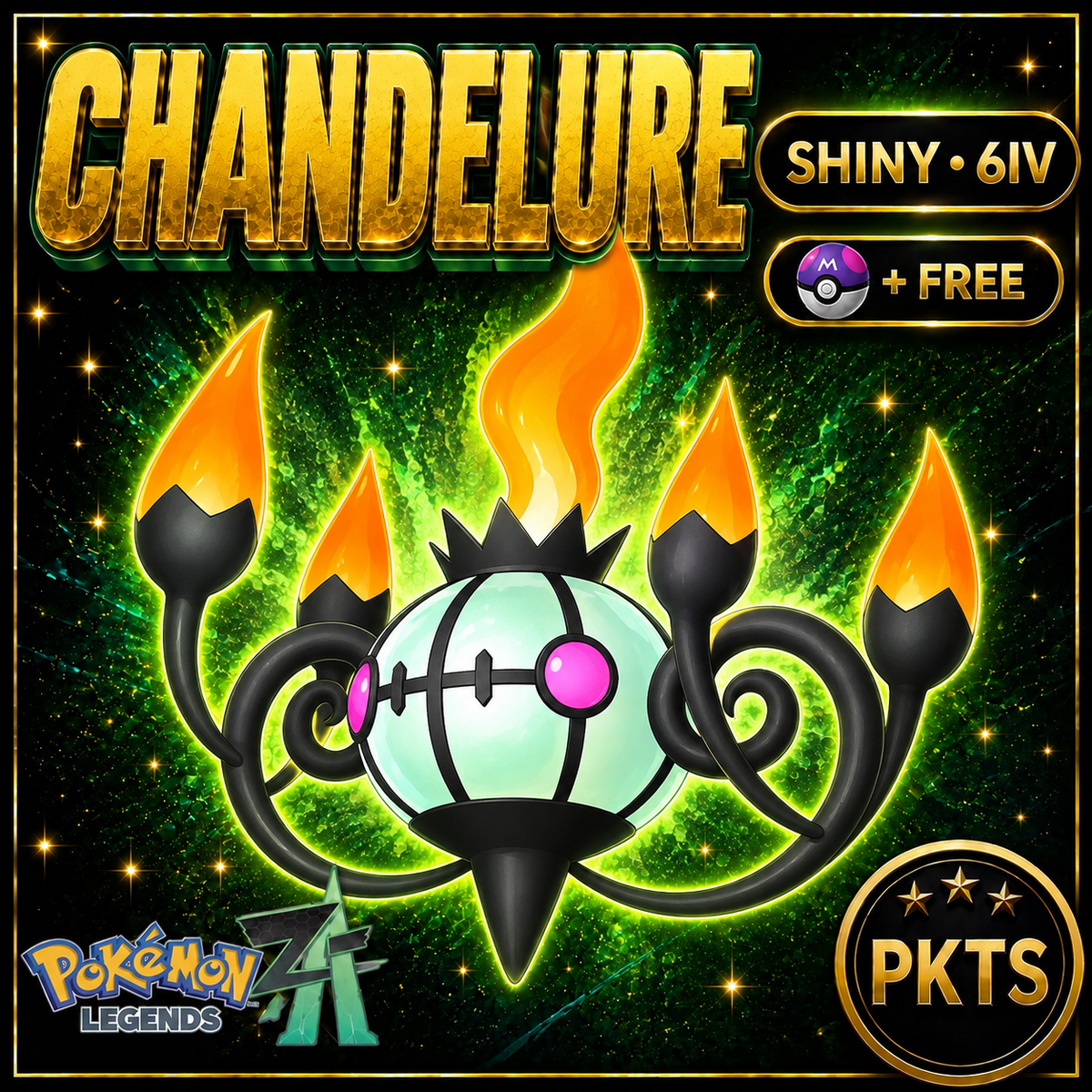Shiny CHANDELURE Pokémon Legends ZA 6IV Competitive Battle Ready - Image 1