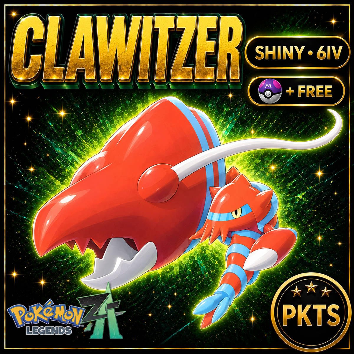 Shiny CLAWITZER Pokémon Legends ZA 6IV Competitive Battle Ready - Image 1