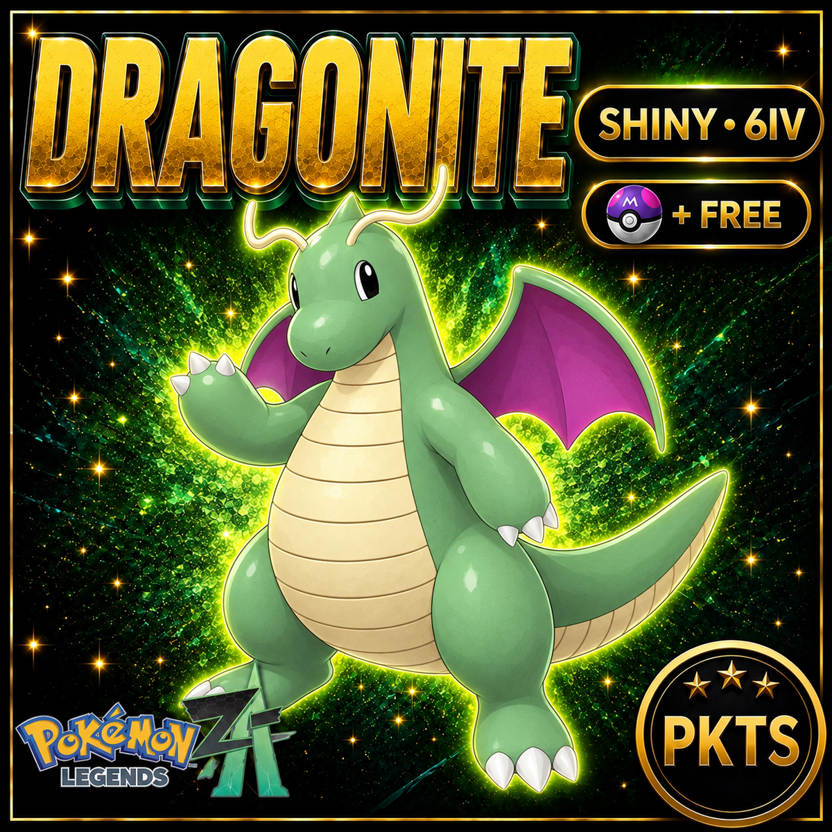 Shiny DRAGONITE Pokémon Legends ZA 6IV Competitive Battle Ready - Image 1