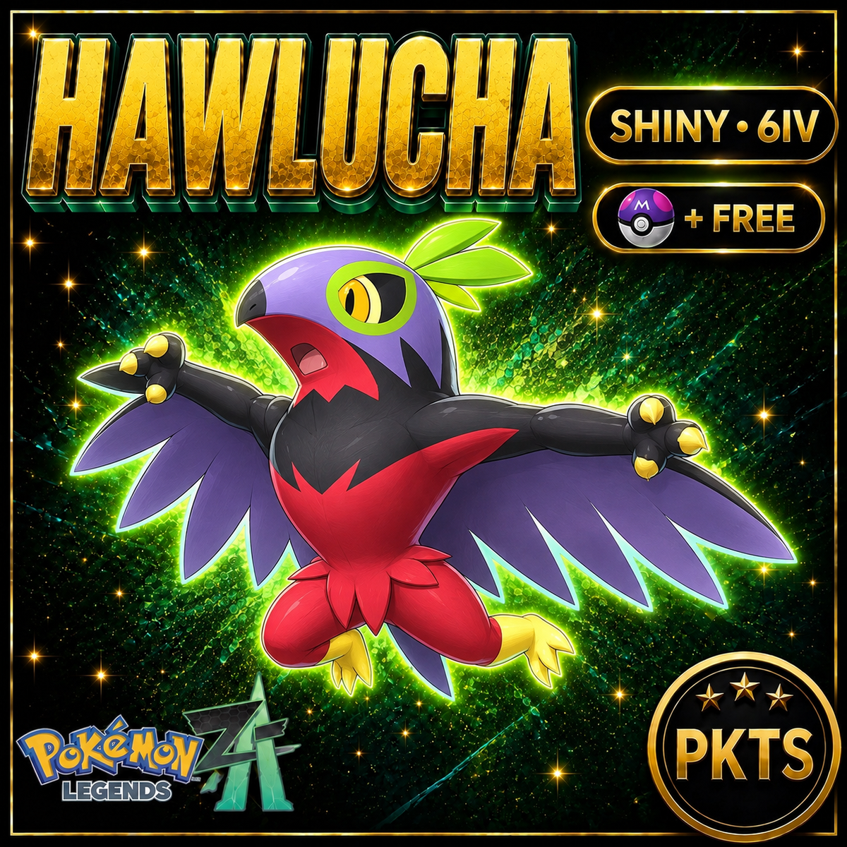 Shiny HAWLUCHA Pokémon Legends ZA 6IV Competitive Battle Ready - Image 1