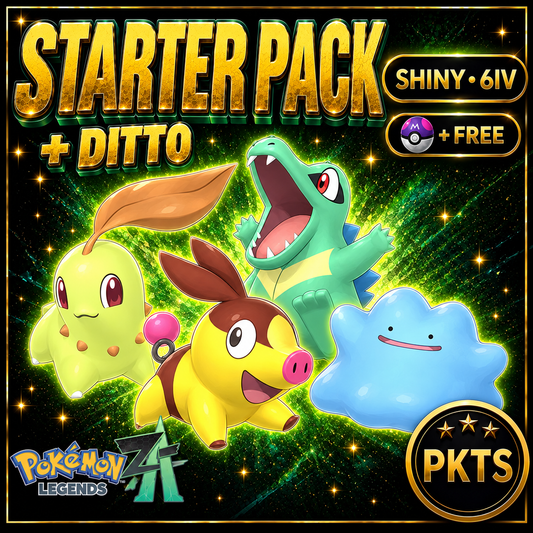 HOME TRANSFER Pokémon Legends Za Shiny Starter Pack + Masuda Ditto Chikorita, Totodile, Tepig HOME Instant Delivery Breeding Bundle - Image 1
