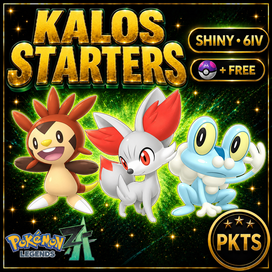 Pokemon Za STARTER Pack KALOS Shiny 6IV Pokémon Legends ZA 6IV Competitive Battle Ready Any Held Item Mega Evolution Pokedex - Image 1