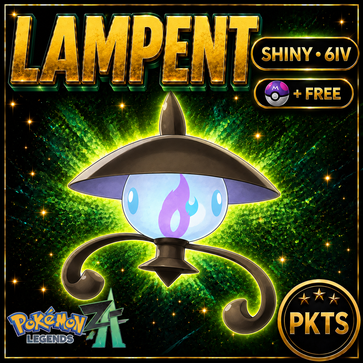 Shiny LAMPENT Pokémon Legends ZA 6IV Competitive Battle Ready - Image 1