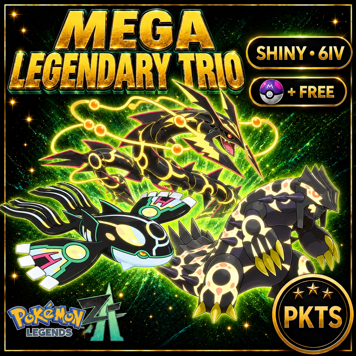 Pokemon ZA Mega Legendary Trio Rayquaza Kyogre Groudon Custom Battle Ready Bundle Legends ZA Nintendo Switch Trade - Image 1