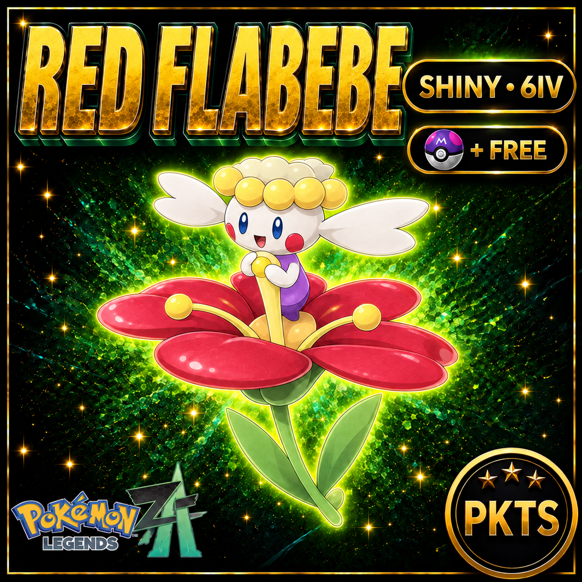 Shiny Red FLABEBE Pokémon Legends ZA 6IV Competitive Battle Ready - Image 1