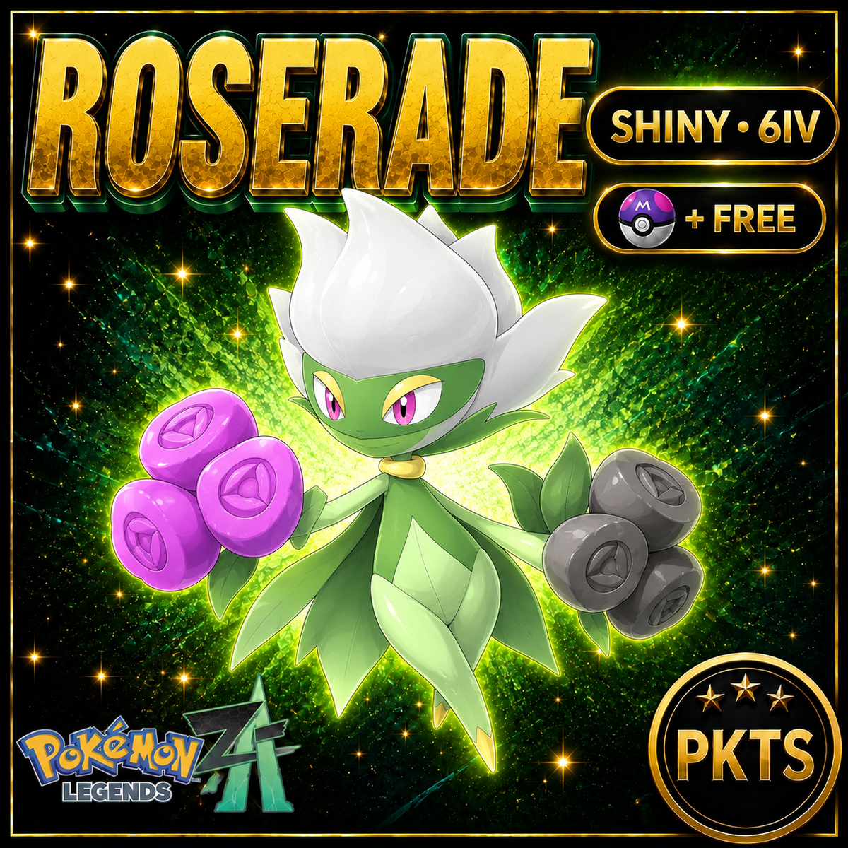 Shiny ROSERADE Pokémon Legends ZA 6IV Competitive Battle Ready - Image 1