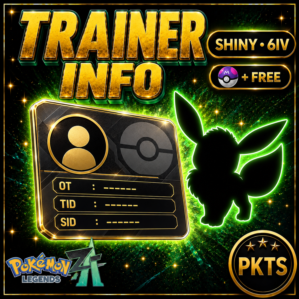 CUSTOM TRAINER Info Secret SID Pokemon Legends Za Scarlet Violet Any Species Shiny 6IV Custom Ot Home Transfer Switch 2 Pokopia Ready - Image 1