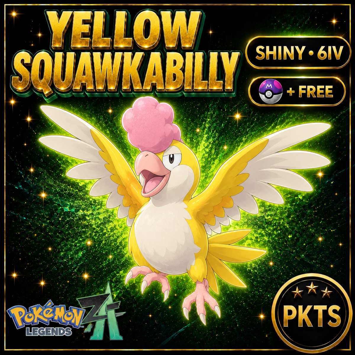 Shiny Yellow Squawkabilly — Pokémon Legends Z-A — PKTS product image