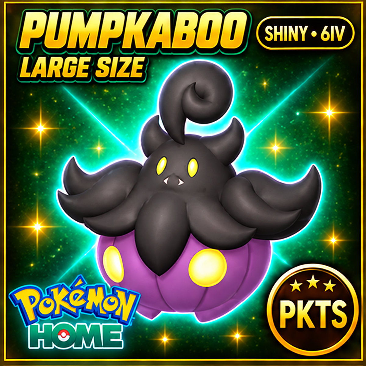 Shiny Pumpkaboo Large Size Pokémon HOME 6IV Competitive Battle Ready - Image 1