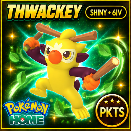 Shiny Thwackey Pokémon HOME 6IV Competitive Battle Ready - Image 1